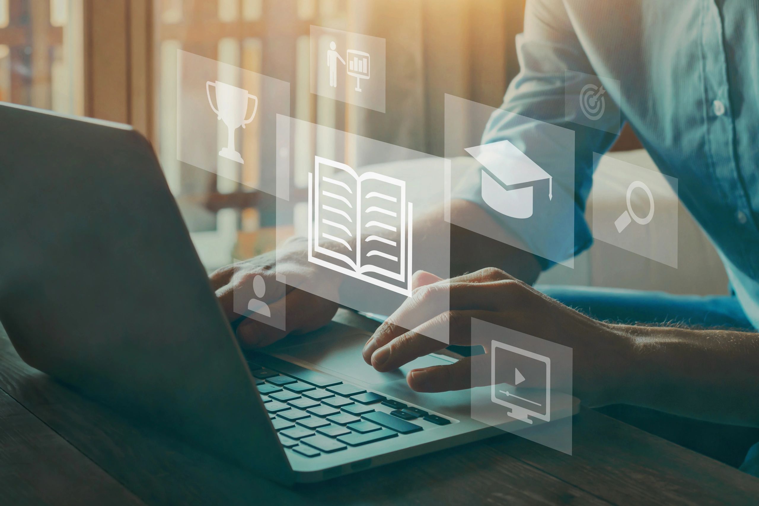 e-learning education concept, learning online with webinar, video